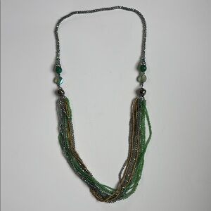 Green and Gold Beaded Necklace and Choker Combination